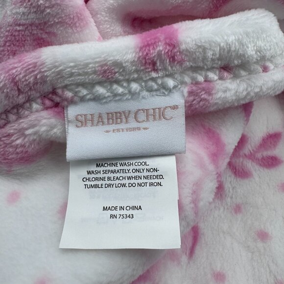 Shabby Chic Pink Floral Coquette Bow Roses Soft Microfleece Throw Blanket 50x60 - Picture 6 of 7
